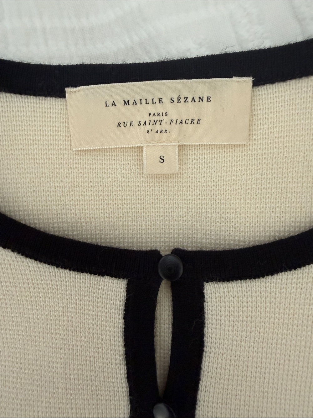 Sezane Brielle Cardigan Ecru / Black - Size S - Picture 9 of 11